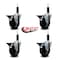Service Caster 4'' Soft Rubber Swivel 1'' Expanding Stem Caster Set with Brake, 4PK SCC-EX20S414-SRS-PLB-1-4 - alternate 4